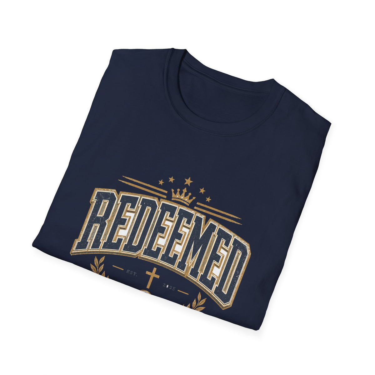 Redeemed T-Shirt — Christian Faith Tee with Crown & Laurel Design
