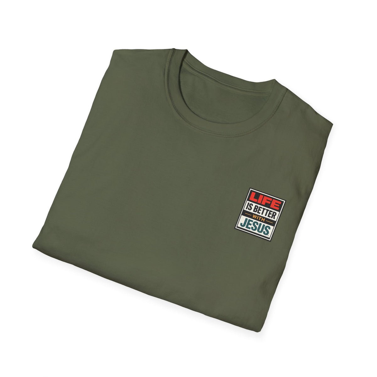 Christian Chest Patch T-Shirt — Live Better with Jesus Tee