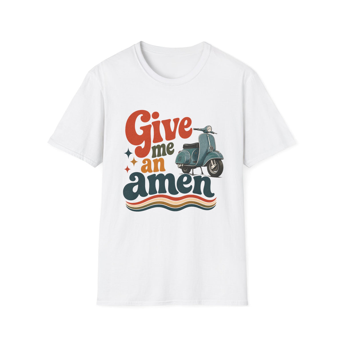 Give Me an Amen Graphic Scooter T-Shirt – Faith-Inspired Christian Retro Design