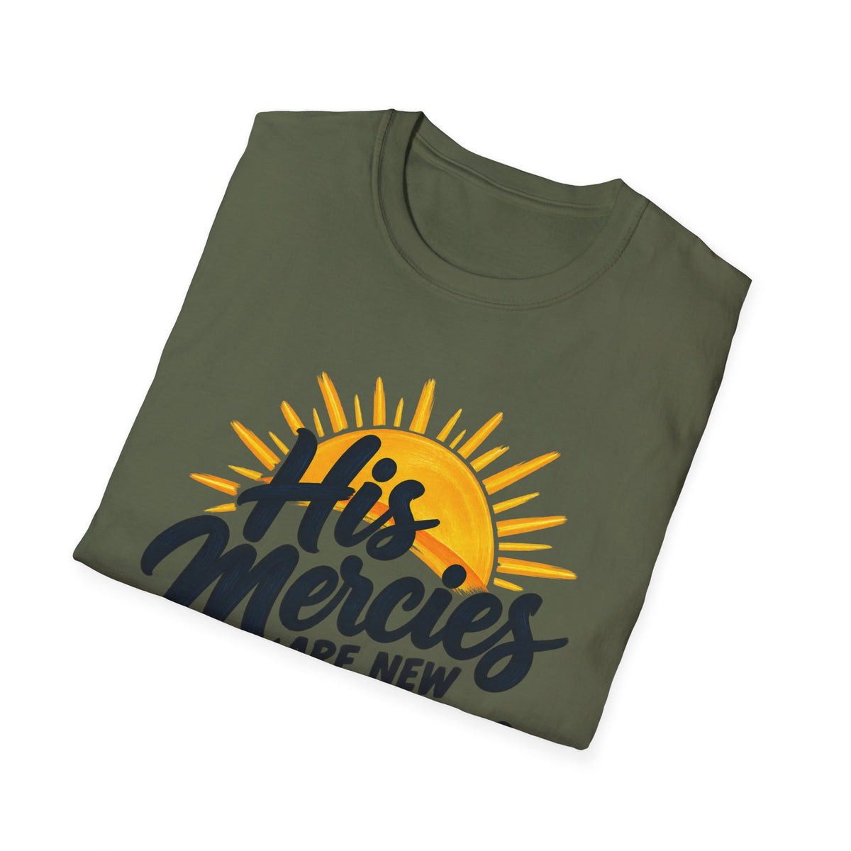 His Mercies Are New Every Morning T-Shirt — Christian Faith Inspirational Tee (Lamentations 3:22-23)