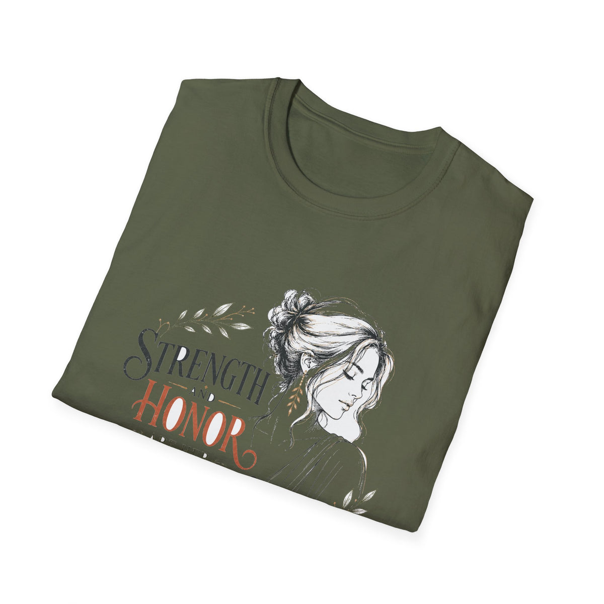T-Shirt — "Strength and Honor Are Her Clothing" Inspirational Floral Graphic Tee