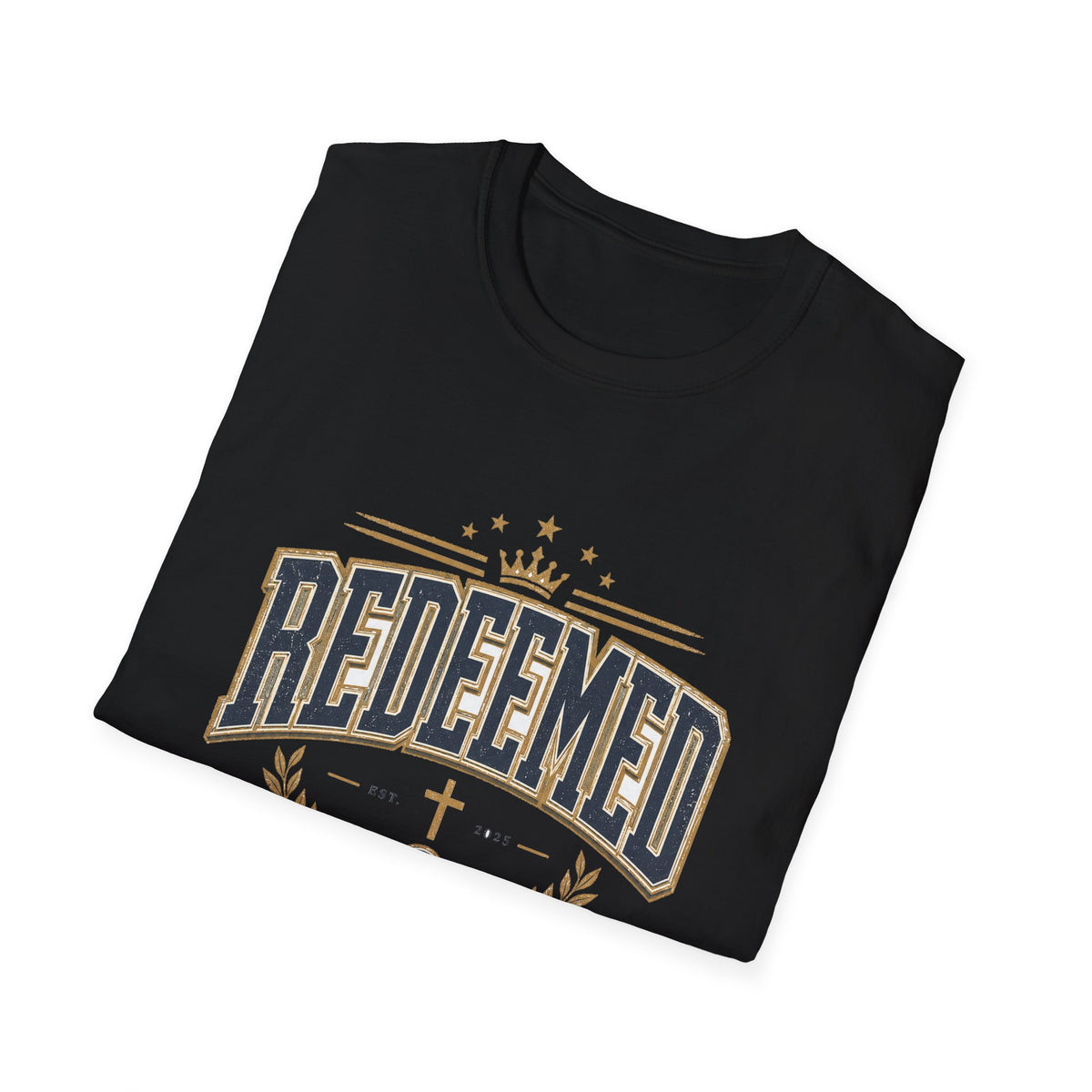 Redeemed T-Shirt — Christian Faith Tee with Crown & Laurel Design