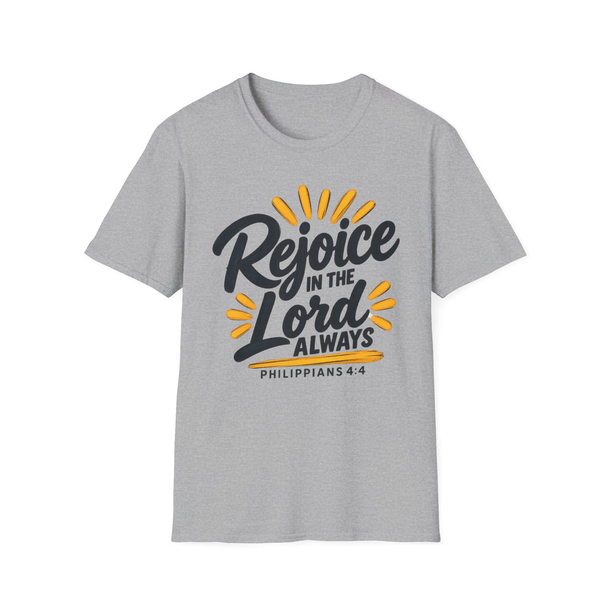 Rejoice in the Lord Always T-Shirt — Philippians 4:4 Christian Faith Tee