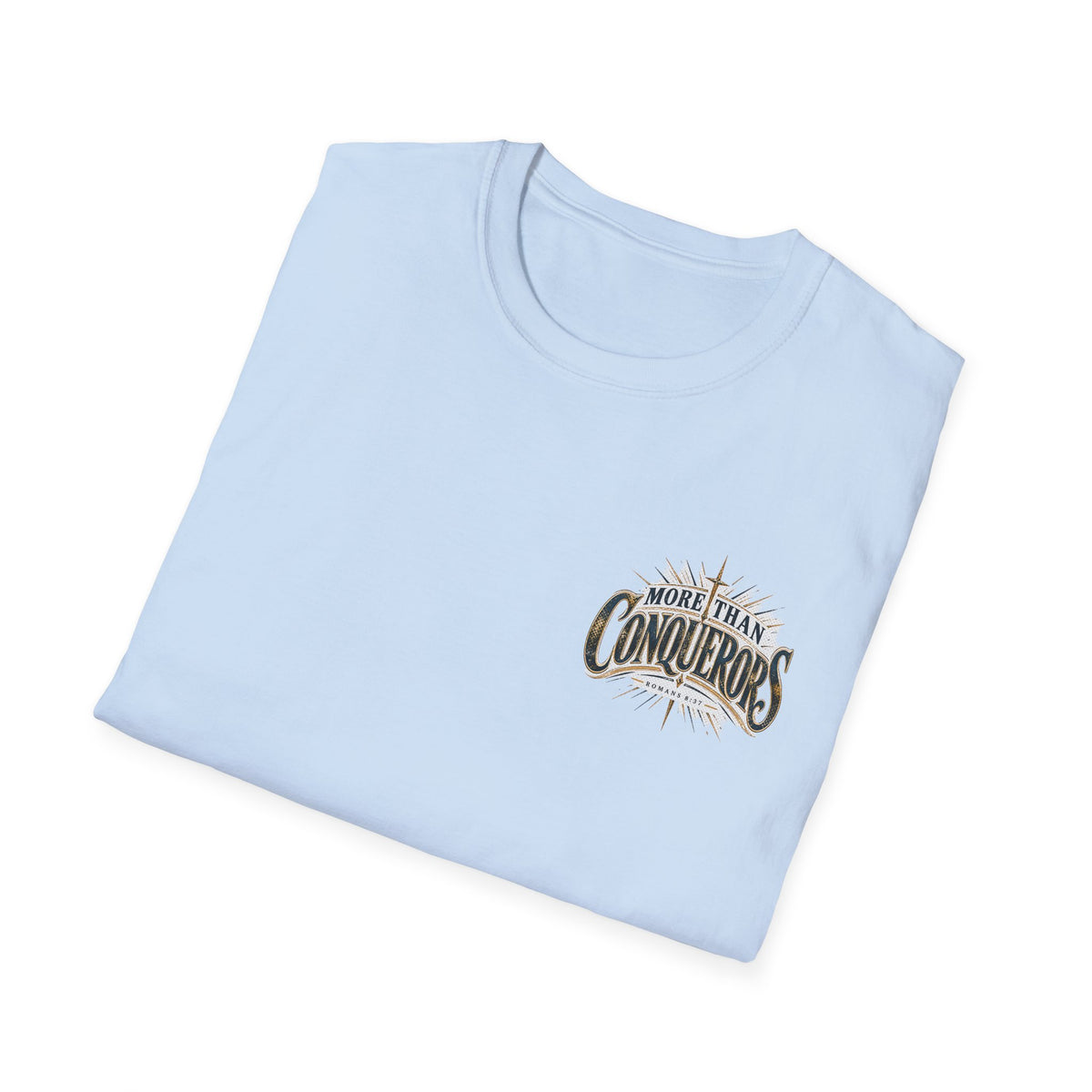 T-Shirt — More Than Conquerors Inspirational Chest Logo Tee