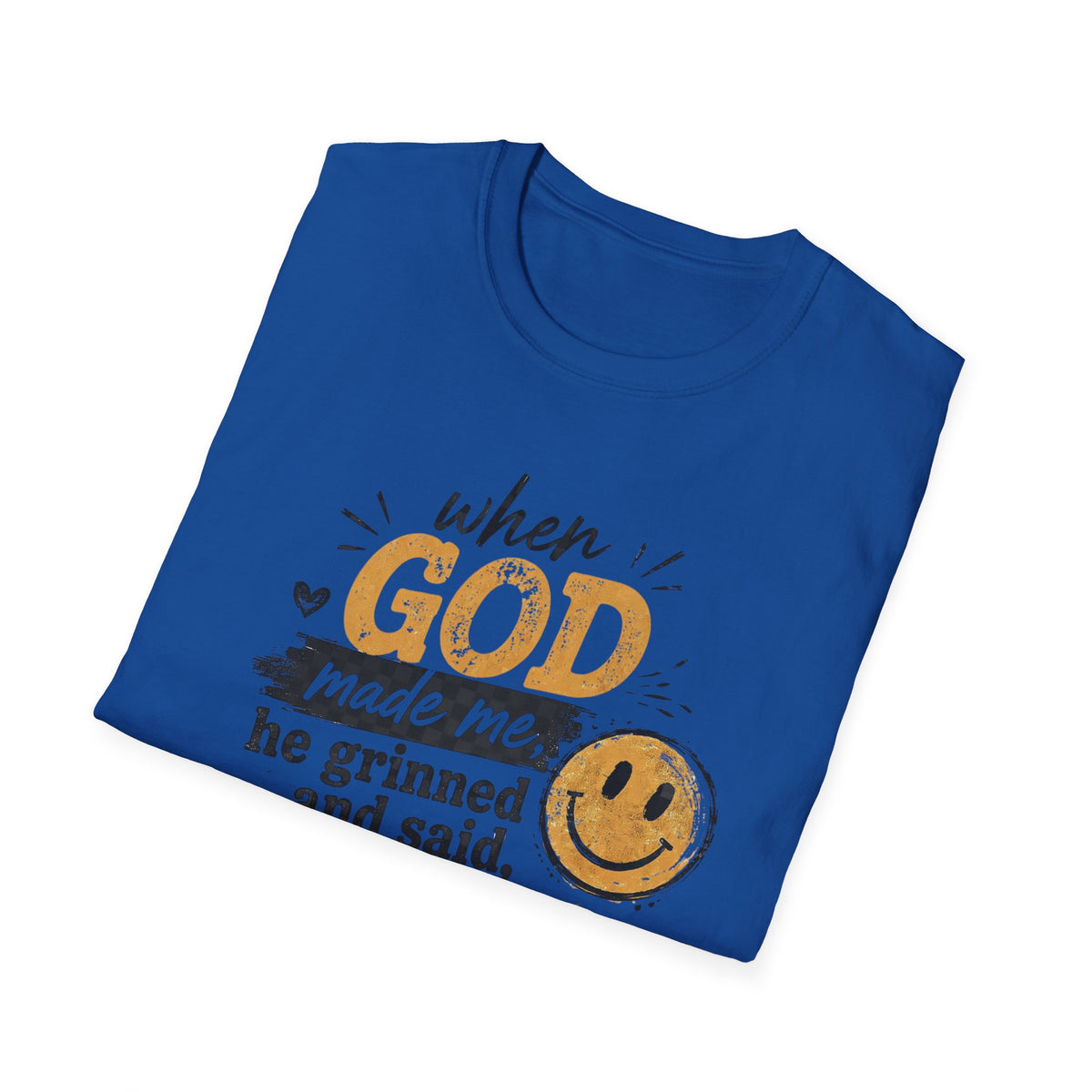 T-Shirt — "God This Will Be Fun" Vintage Smiley Faith Tee