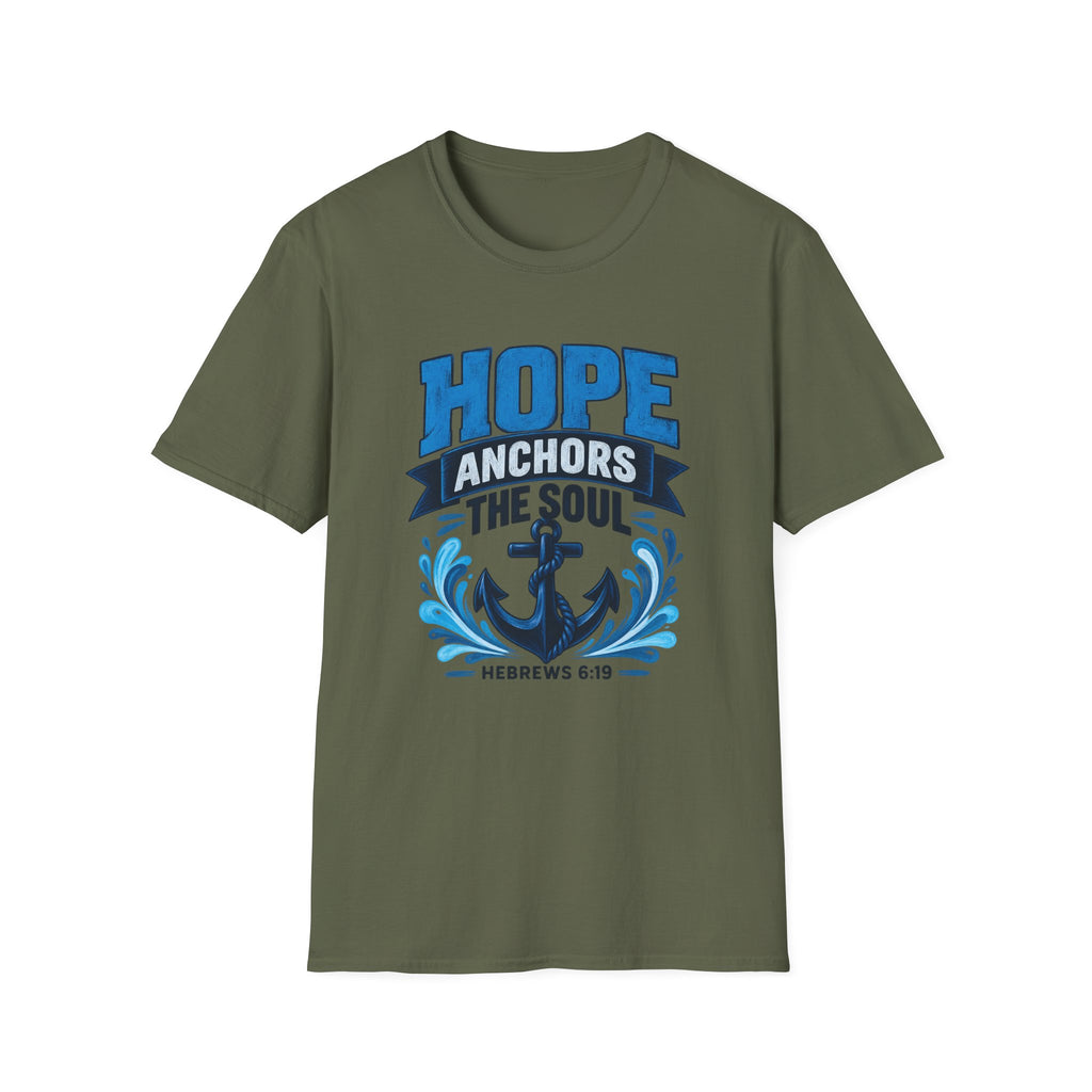 Hope Anchors the Soul T-Shirt — Christian Anchor Tee (Hebrews 6:19)