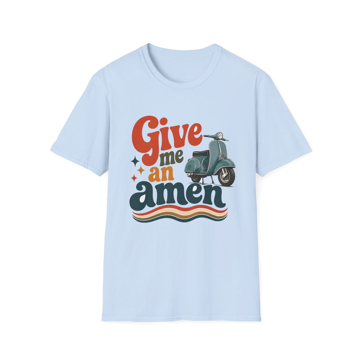Give Me an Amen Graphic Scooter T-Shirt – Faith-Inspired Christian Retro Design