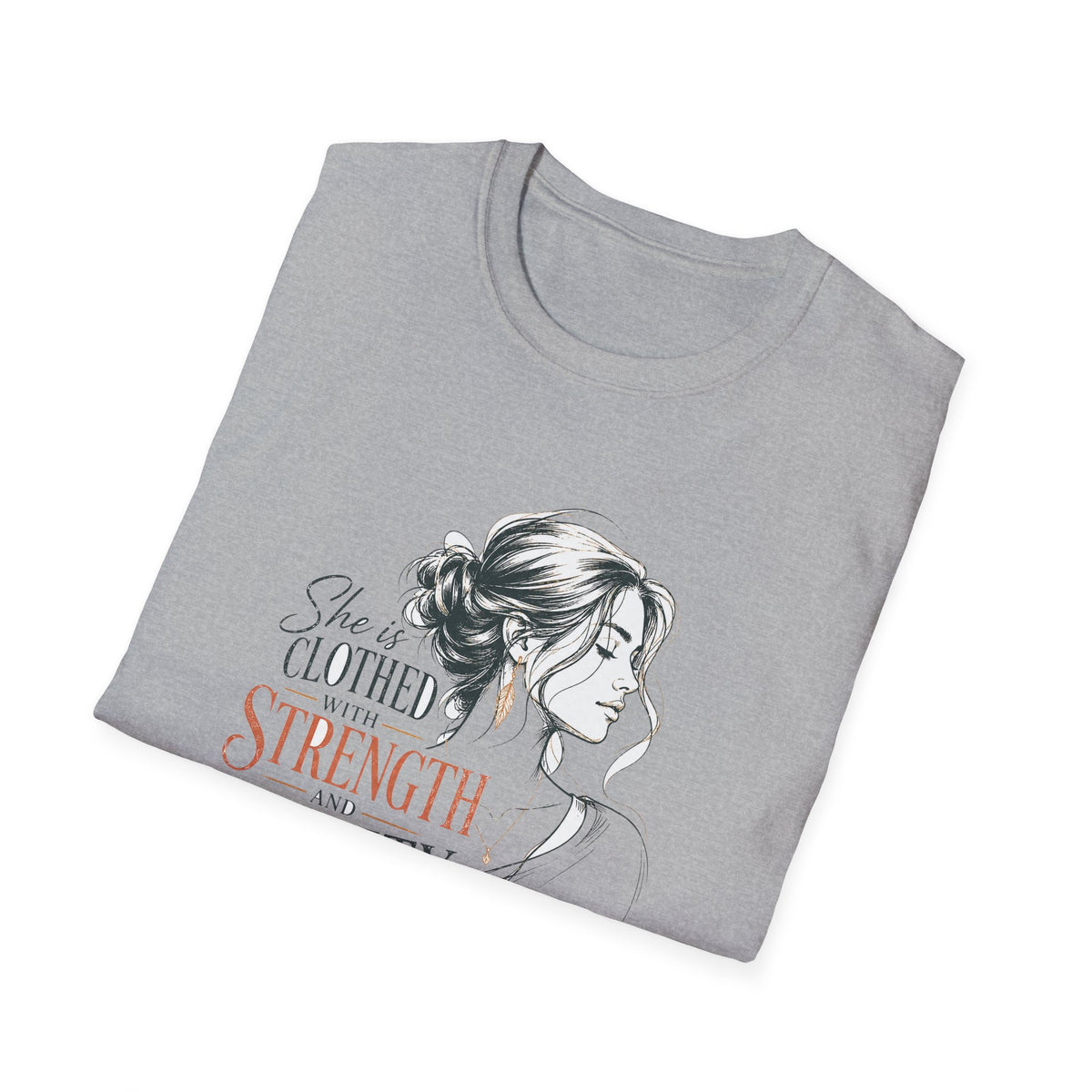 Strength & Dignity Graphic T-Shirt — 'She is clothed in strength and dignity' Inspirational Women's Tee
