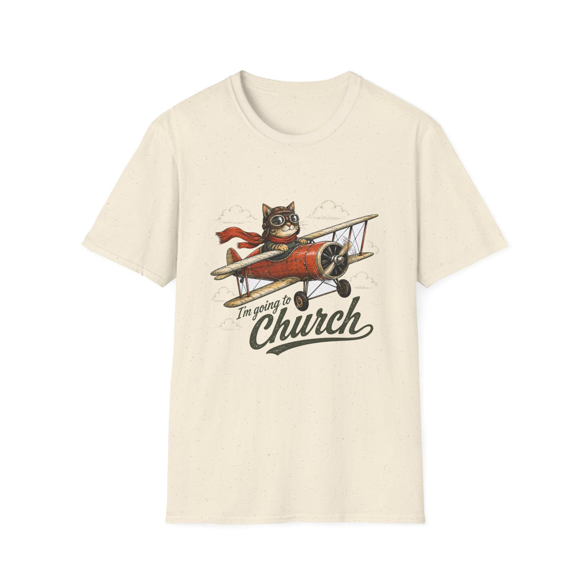 Cat Pilot Plane T-Shirt – I'm Going to Church Graphic Tee