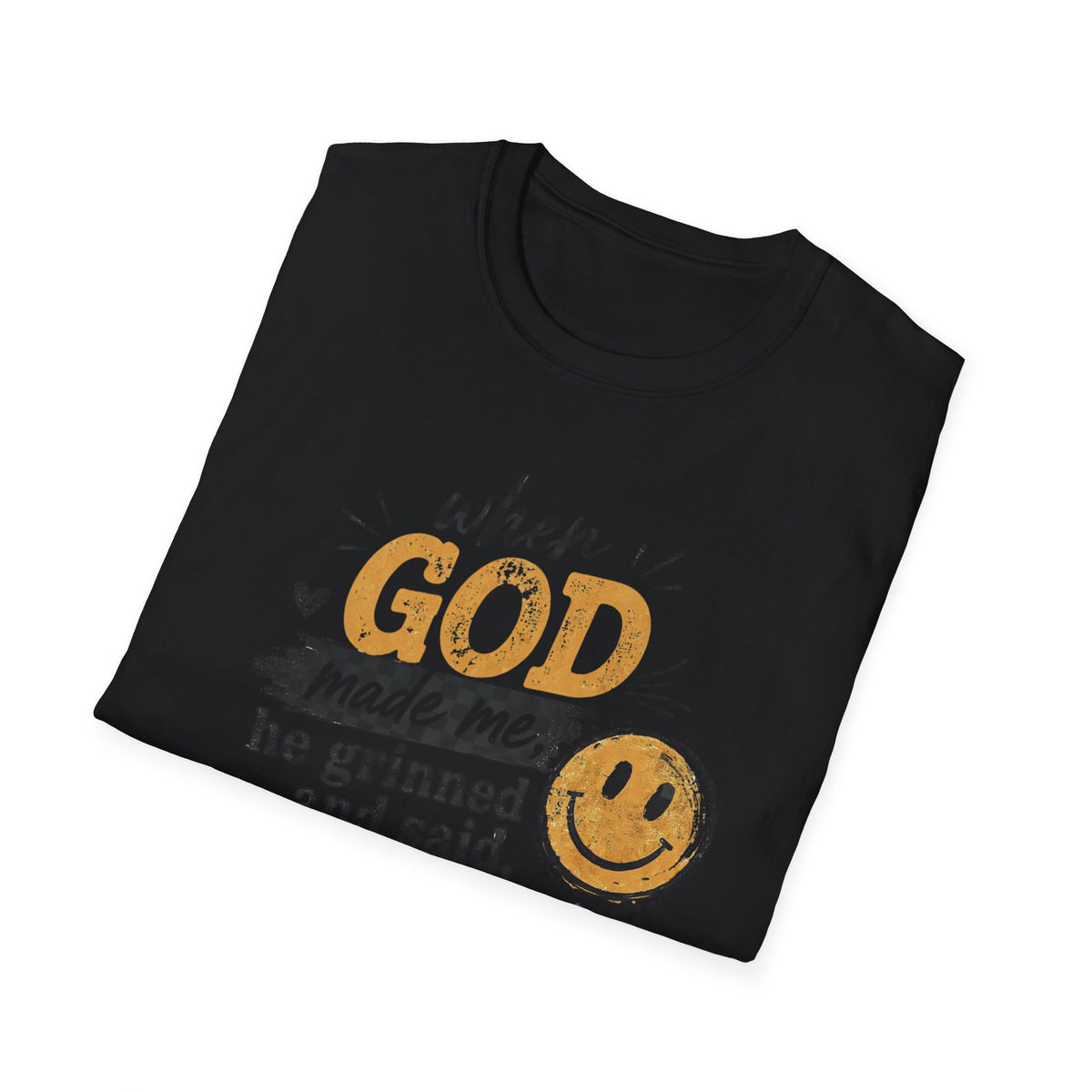 T-Shirt — "God This Will Be Fun" Vintage Smiley Faith Tee