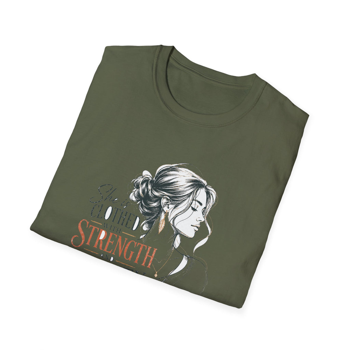 Strength & Dignity Graphic T-Shirt — 'She is clothed in strength and dignity' Inspirational Women's Tee