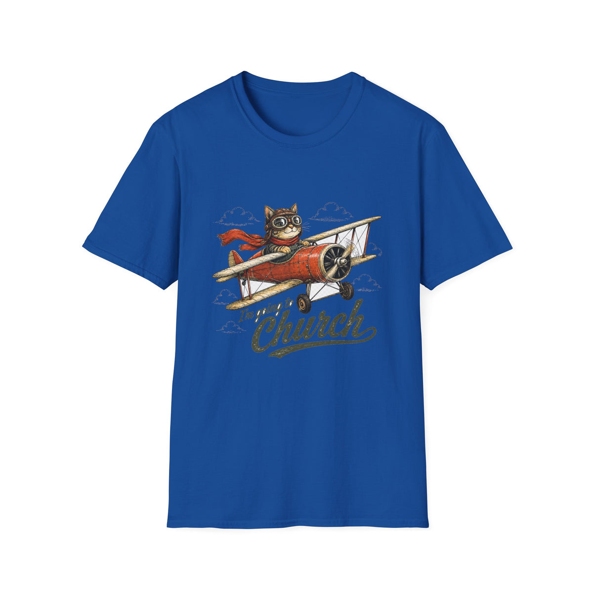 Cat Pilot Plane T-Shirt – I'm Going to Church Graphic Tee