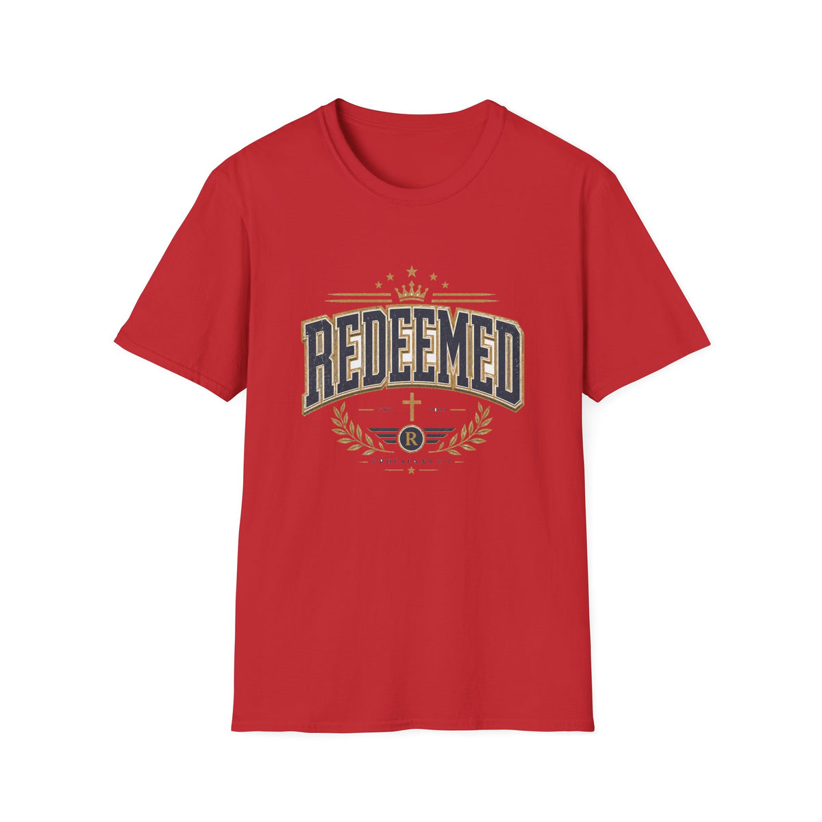 Redeemed T-Shirt — Christian Faith Tee with Crown & Laurel Design