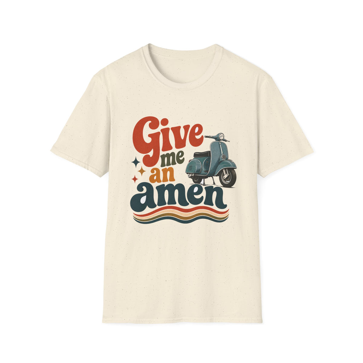 Give Me an Amen Graphic Scooter T-Shirt – Faith-Inspired Christian Retro Design
