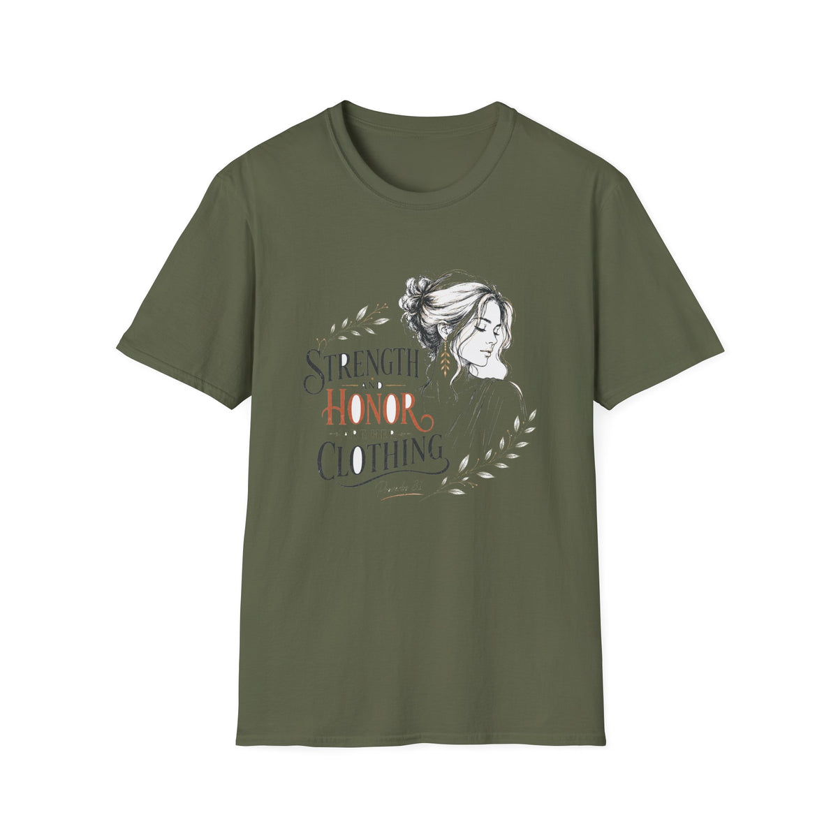T-Shirt — "Strength and Honor Are Her Clothing" Inspirational Floral Graphic Tee