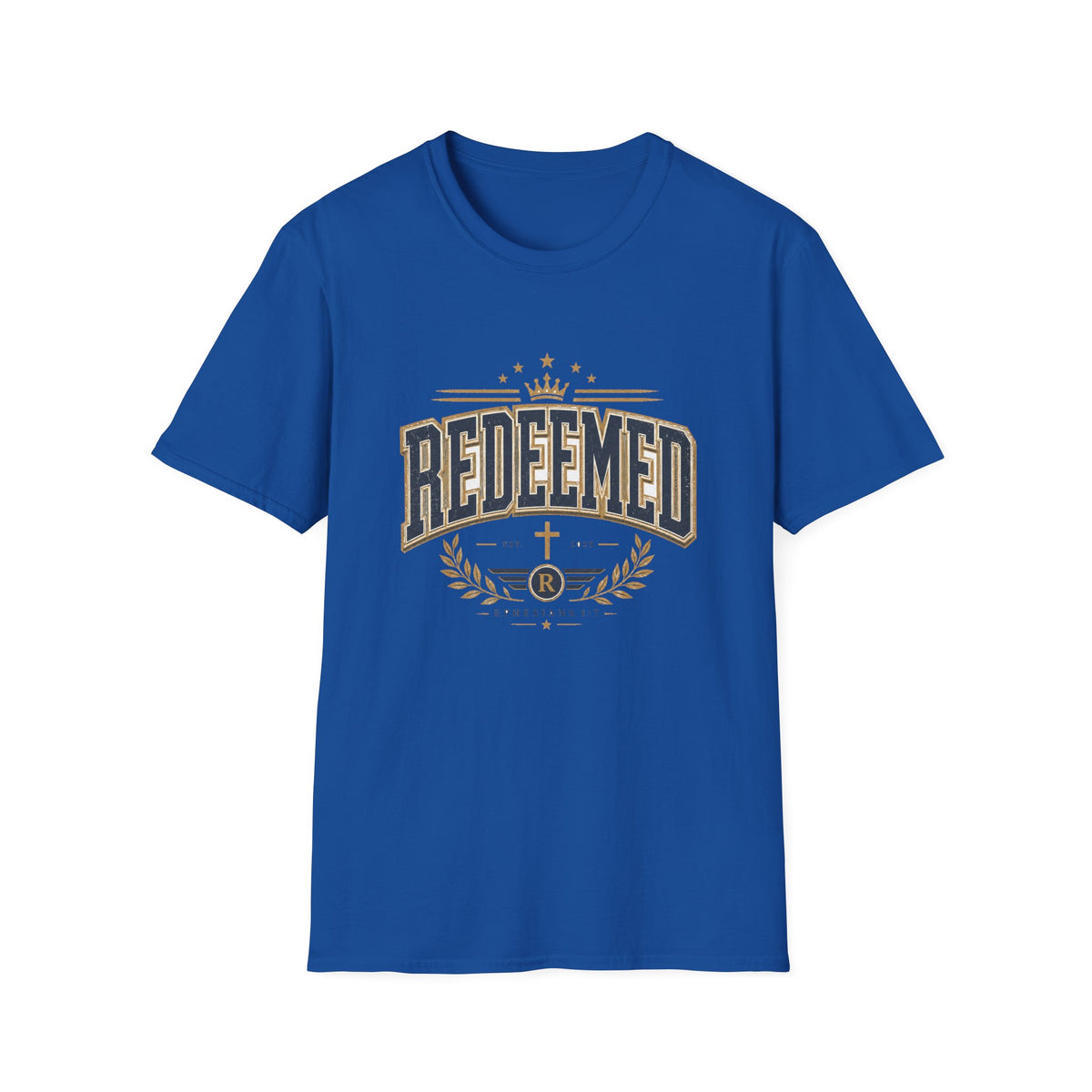 Redeemed T-Shirt — Christian Faith Tee with Crown & Laurel Design