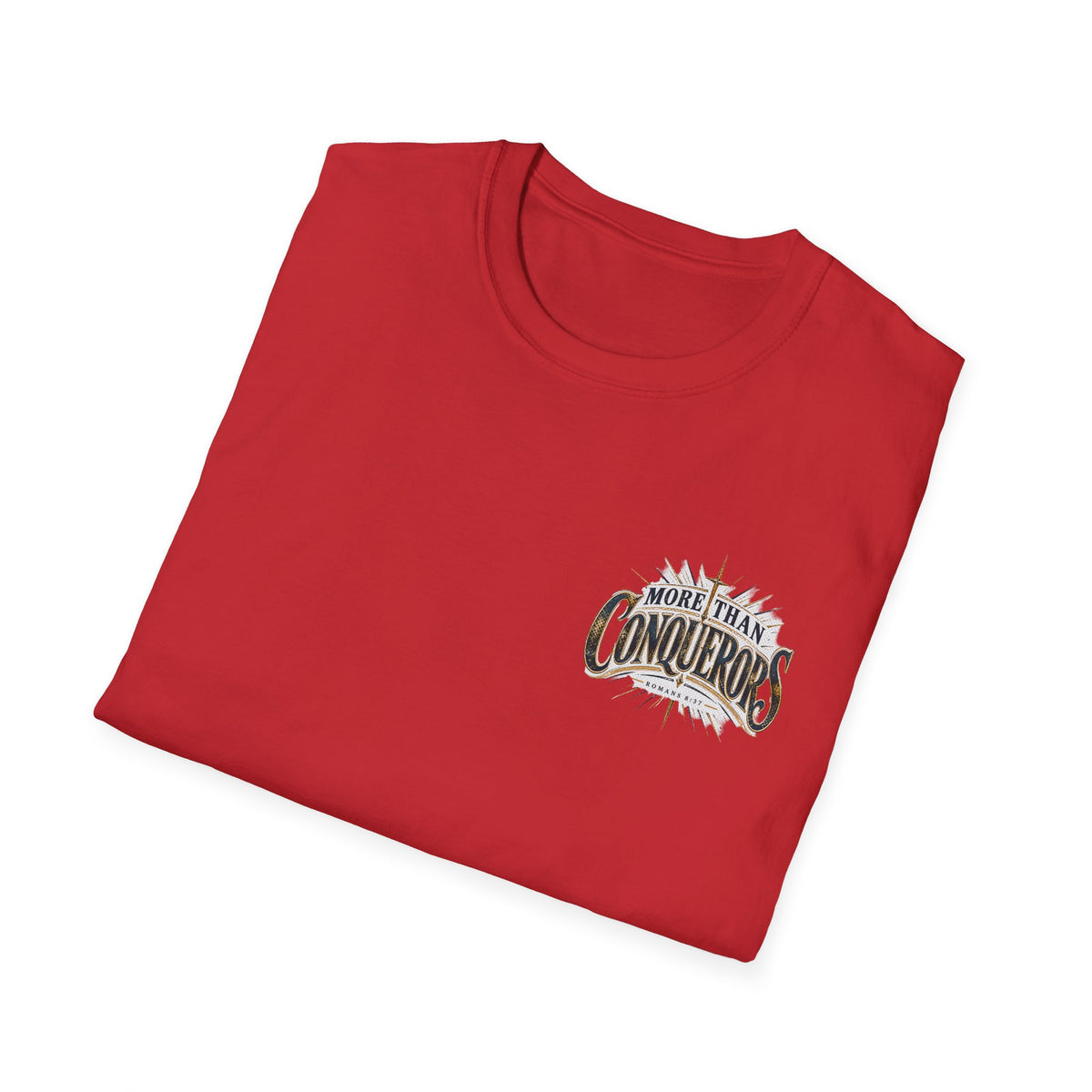 T-Shirt — More Than Conquerors Inspirational Chest Logo Tee