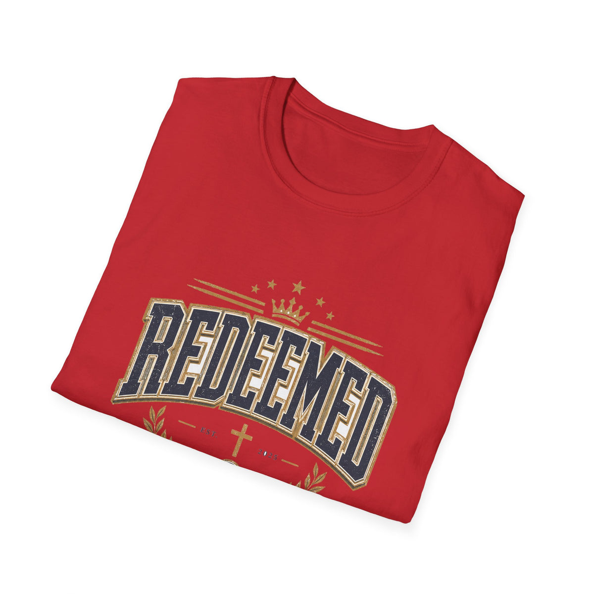 Redeemed T-Shirt — Christian Faith Tee with Crown & Laurel Design