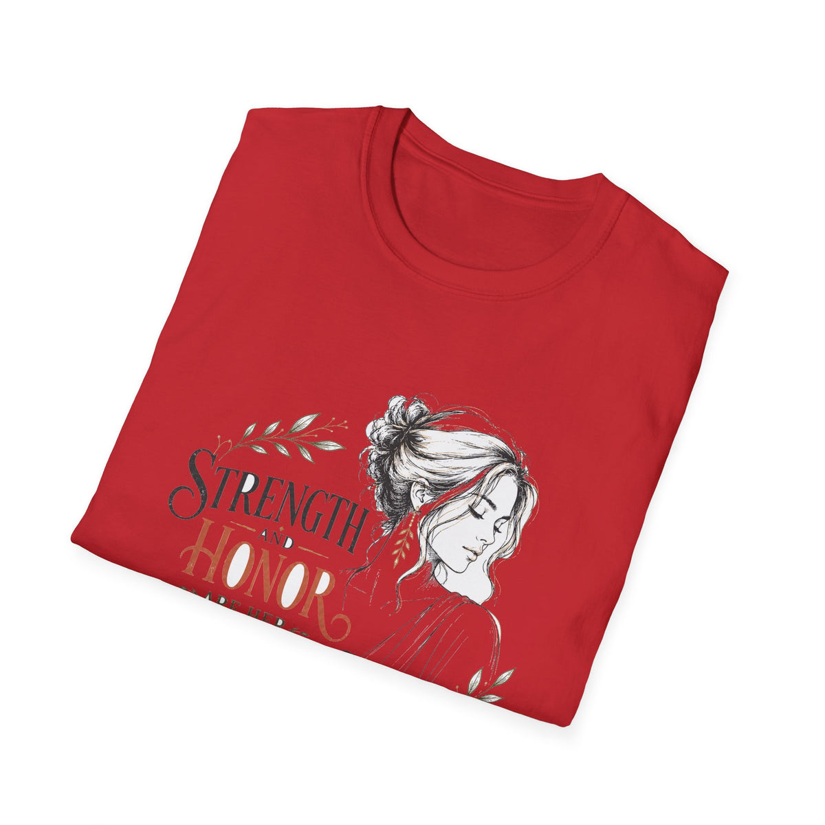 T-Shirt — "Strength and Honor Are Her Clothing" Inspirational Floral Graphic Tee