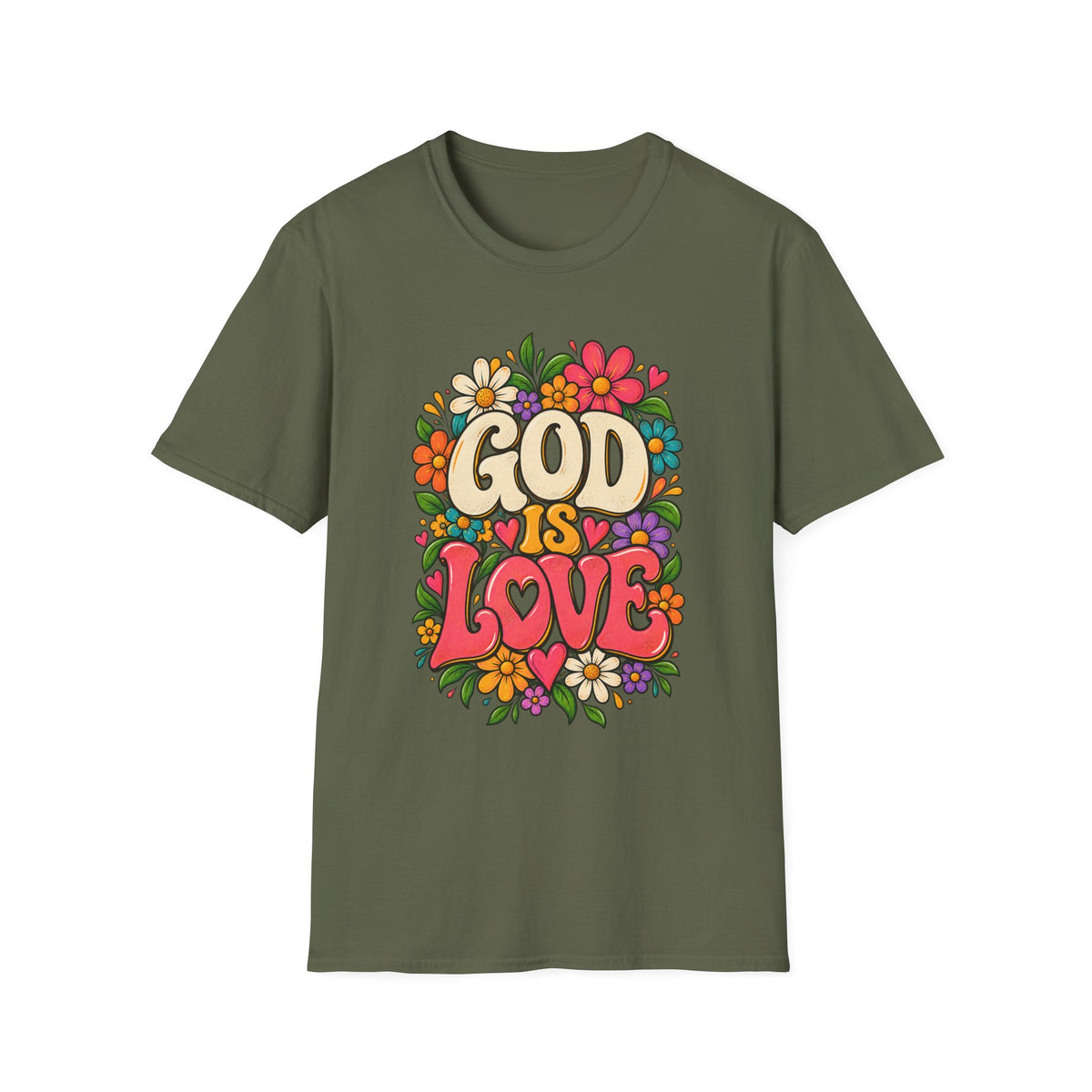 God Is Love Floral Christian T-Shirt