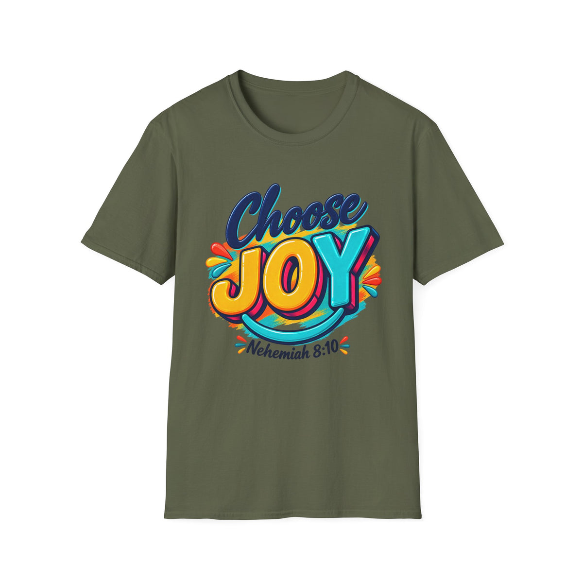 Choose Joy T‑Shirt — Colorful Nehemiah 8:10 Christian Tee