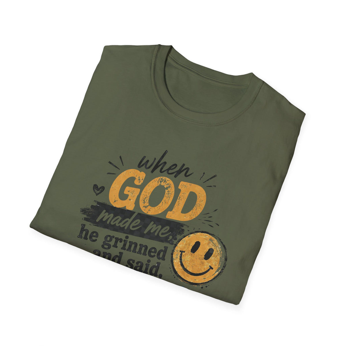 T-Shirt — "God This Will Be Fun" Vintage Smiley Faith Tee