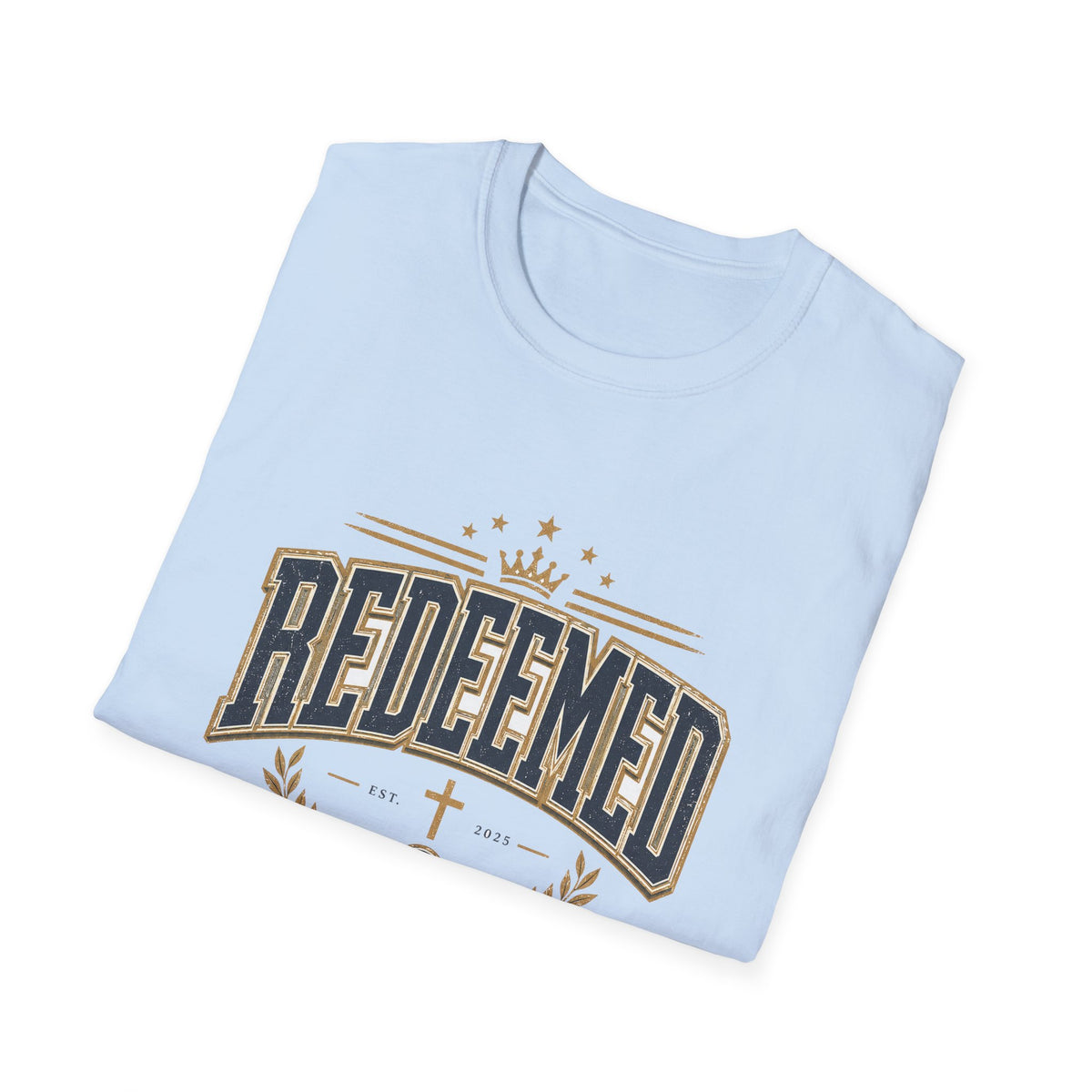 Redeemed T-Shirt — Christian Faith Tee with Crown & Laurel Design