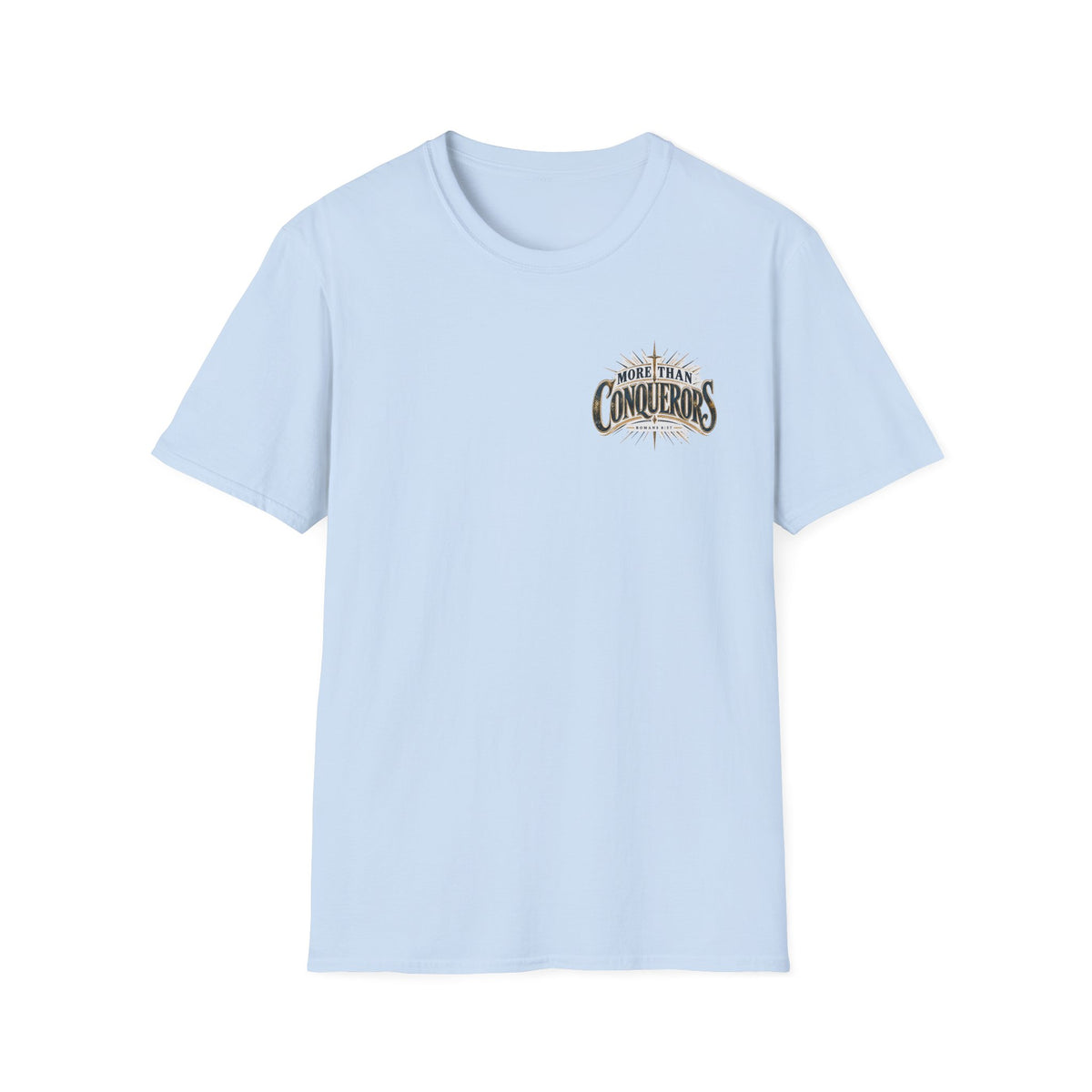T-Shirt — More Than Conquerors Inspirational Chest Logo Tee