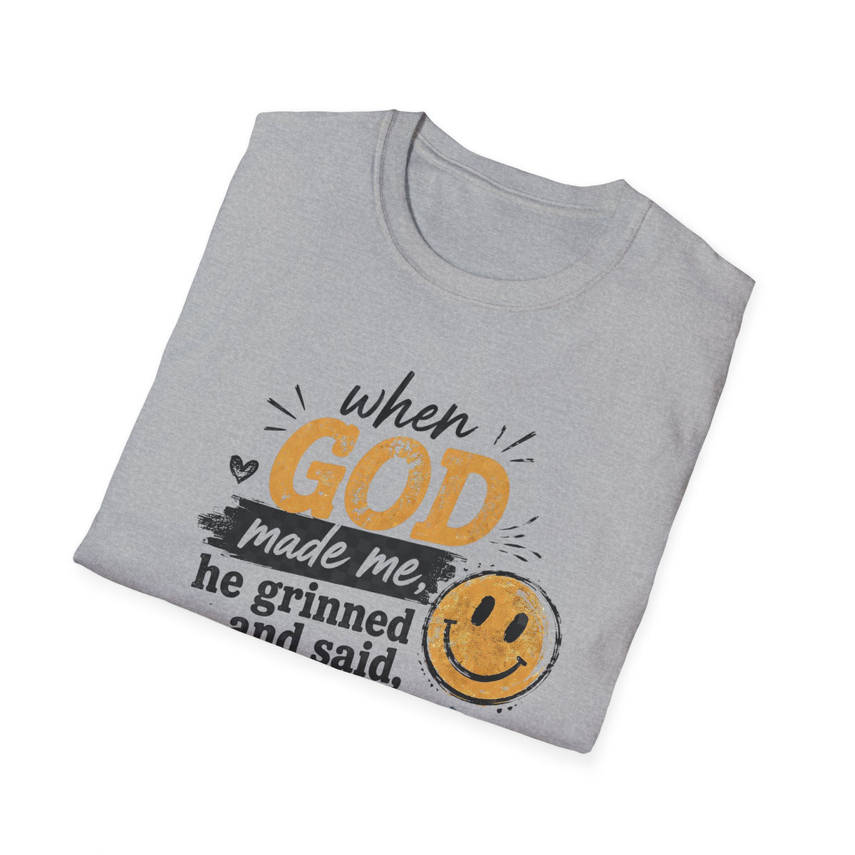 T-Shirt — "God This Will Be Fun" Vintage Smiley Faith Tee