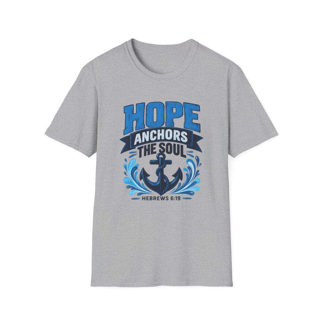 Hope Anchors the Soul T-Shirt — Christian Anchor Tee (Hebrews 6:19)