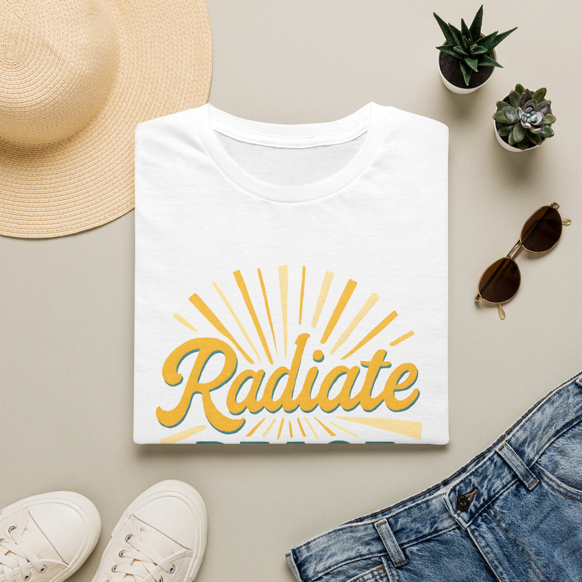 Radiate Peace T-Shirt — Sunshine Graphic Tee for Mindful Living