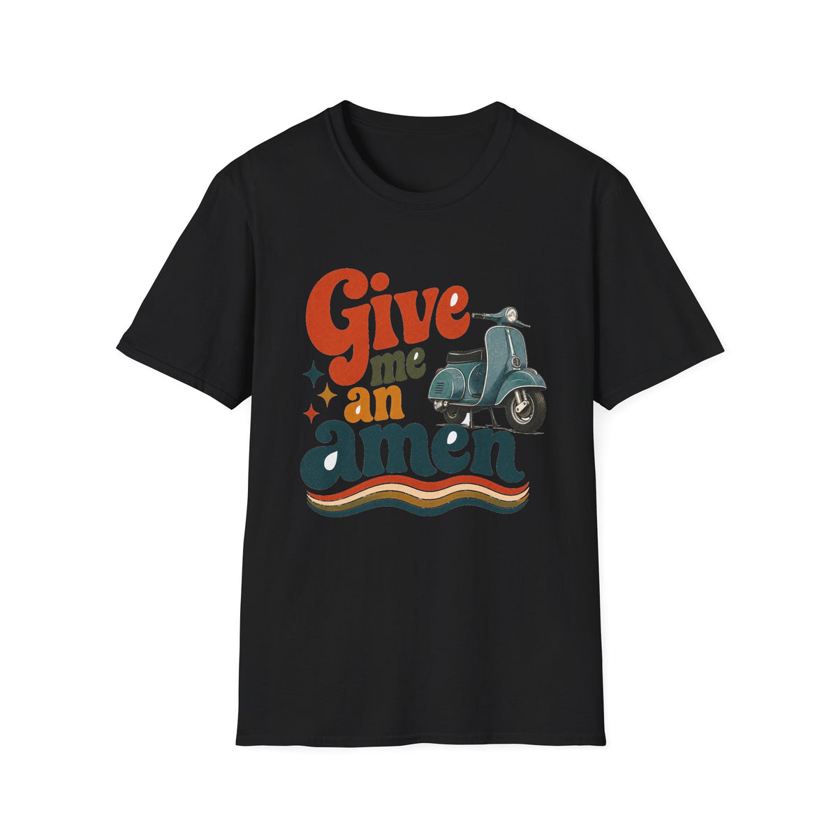 Give Me an Amen Graphic Scooter T-Shirt – Faith-Inspired Christian Retro Design
