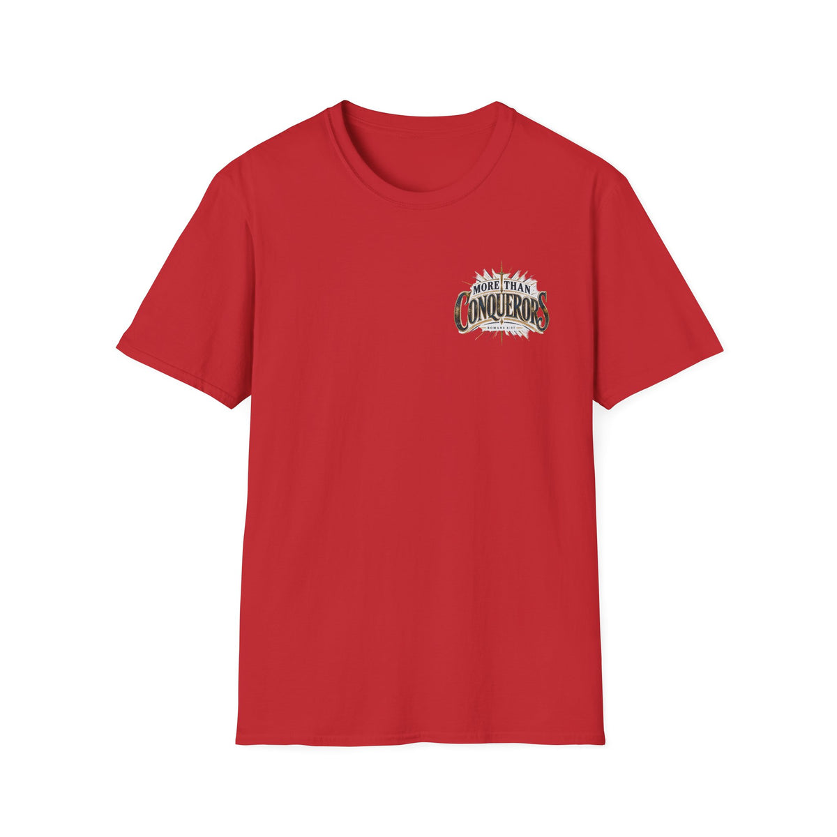 T-Shirt — More Than Conquerors Inspirational Chest Logo Tee