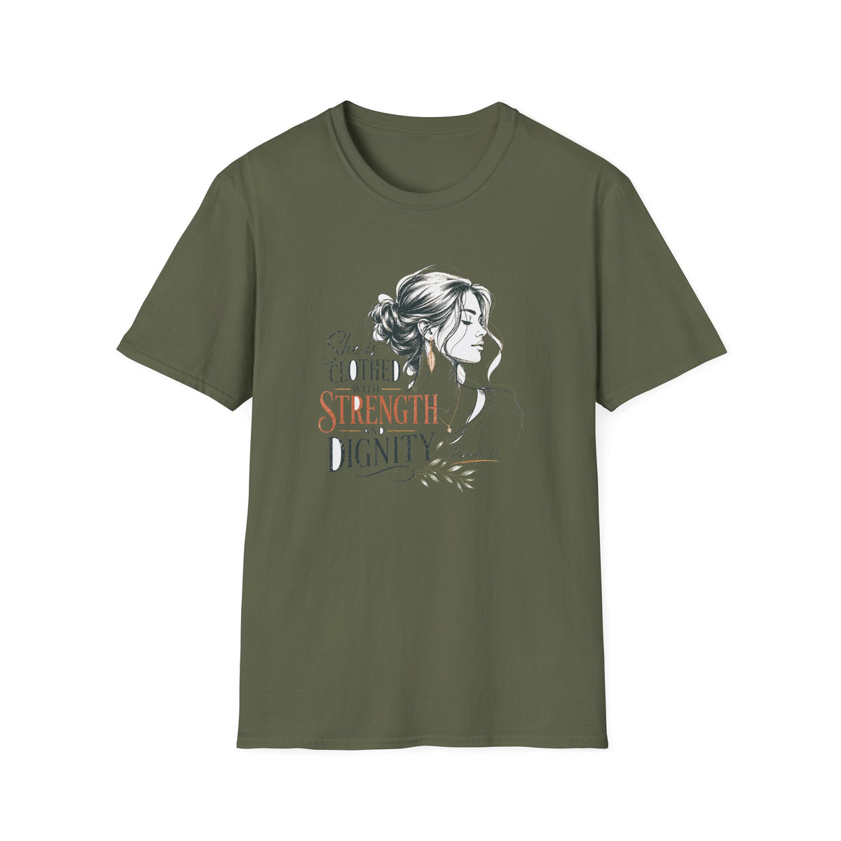 Strength & Dignity Graphic T-Shirt — 'She is clothed in strength and dignity' Inspirational Women's Tee