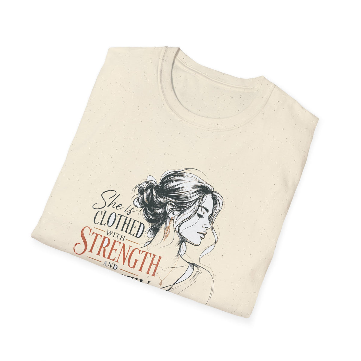 Strength & Dignity Graphic T-Shirt — 'She is clothed in strength and dignity' Inspirational Women's Tee