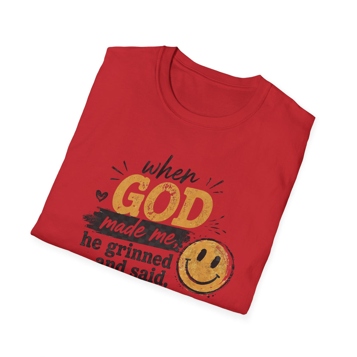 T-Shirt — "God This Will Be Fun" Vintage Smiley Faith Tee