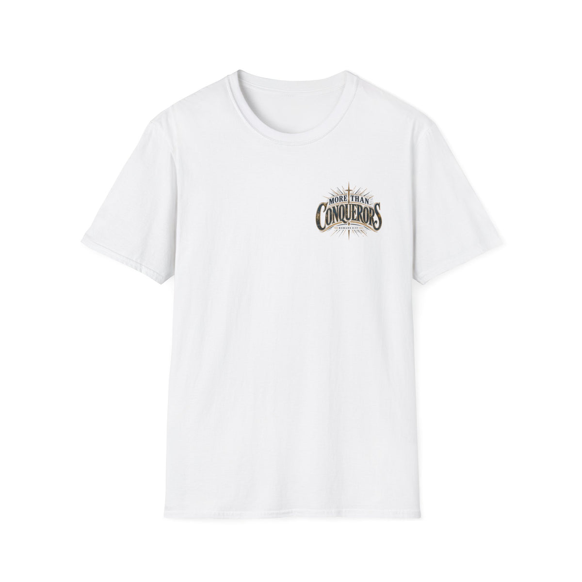 T-Shirt — More Than Conquerors Inspirational Chest Logo Tee