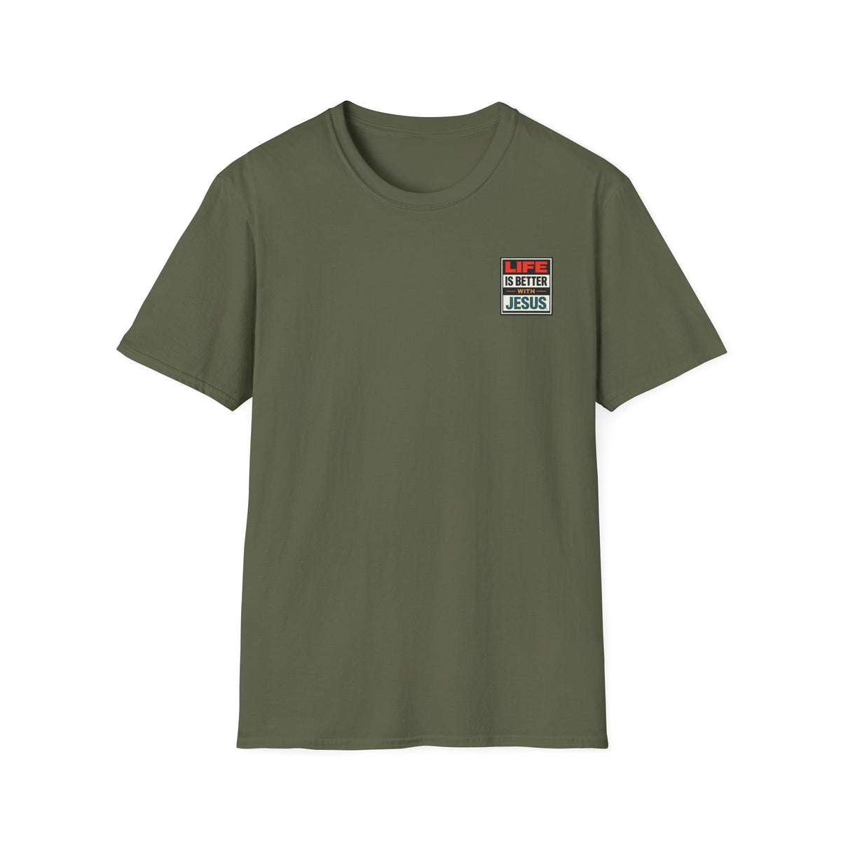Christian Chest Patch T-Shirt — Live Better with Jesus Tee