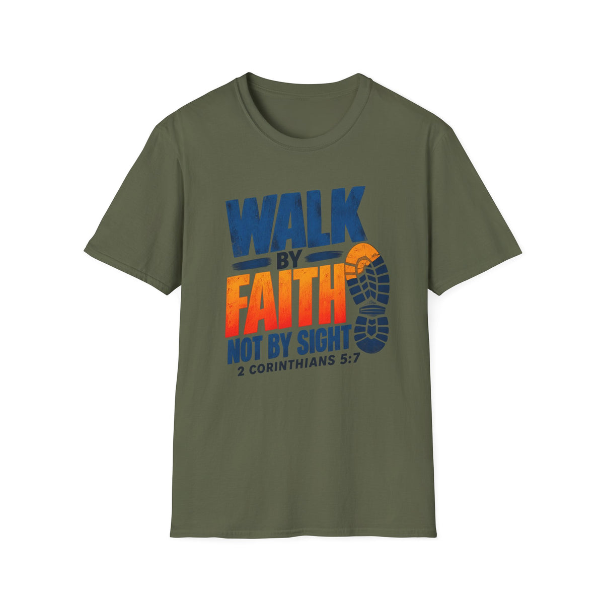 Walk by Faith T-Shirt – 2 Corinthians 5:7 Inspirational Christian Tee
