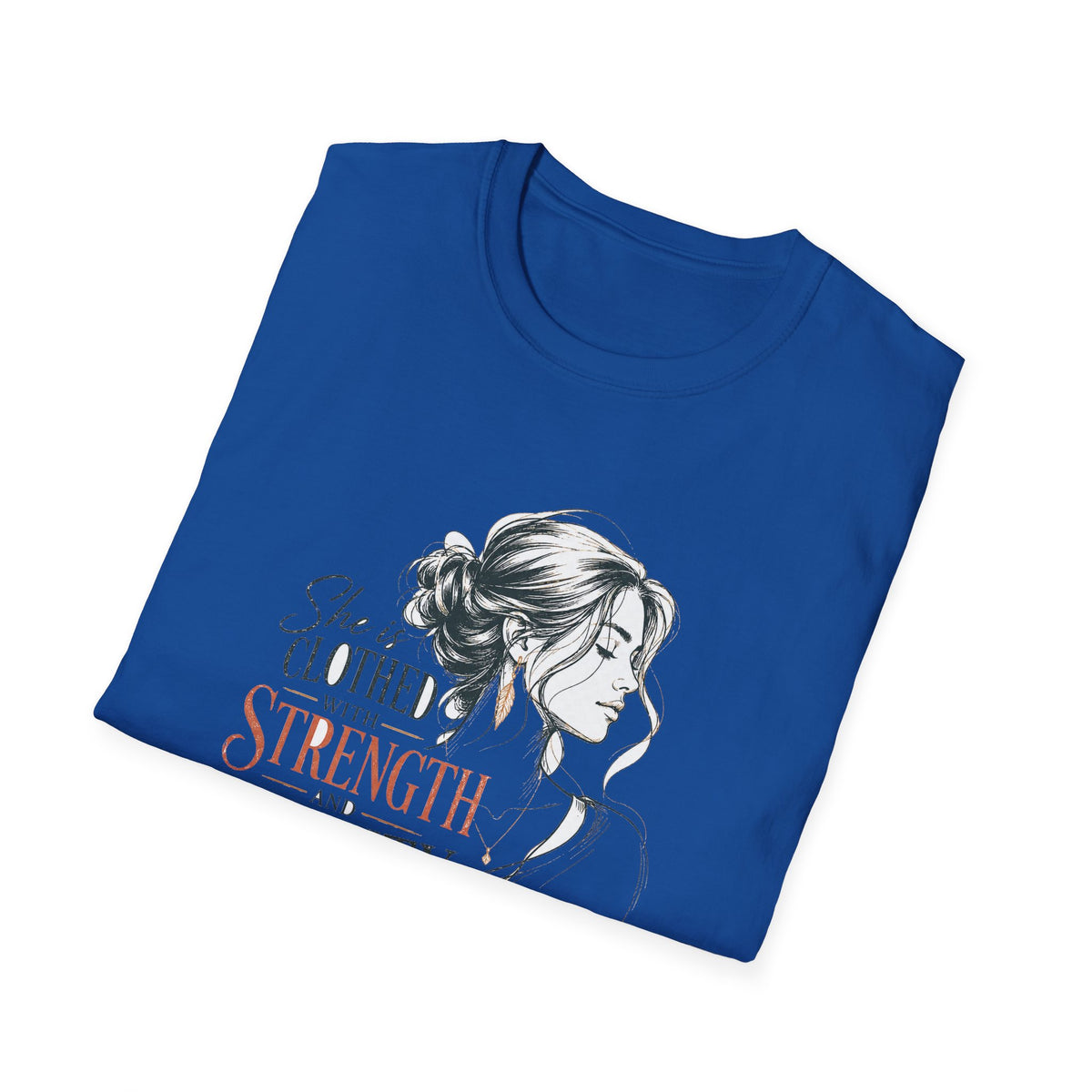 Strength & Dignity Graphic T-Shirt — 'She is clothed in strength and dignity' Inspirational Women's Tee
